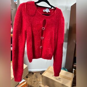 Madden Girl Vibrant Red Heart Sweater